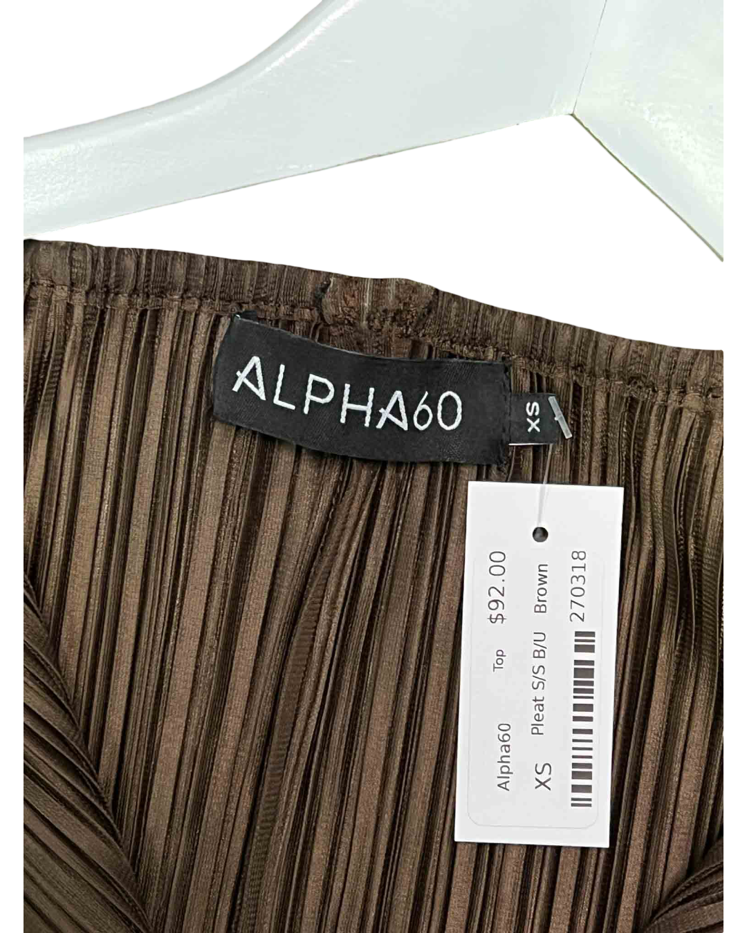 Size XS | Alpha60 Brown Pleated Top