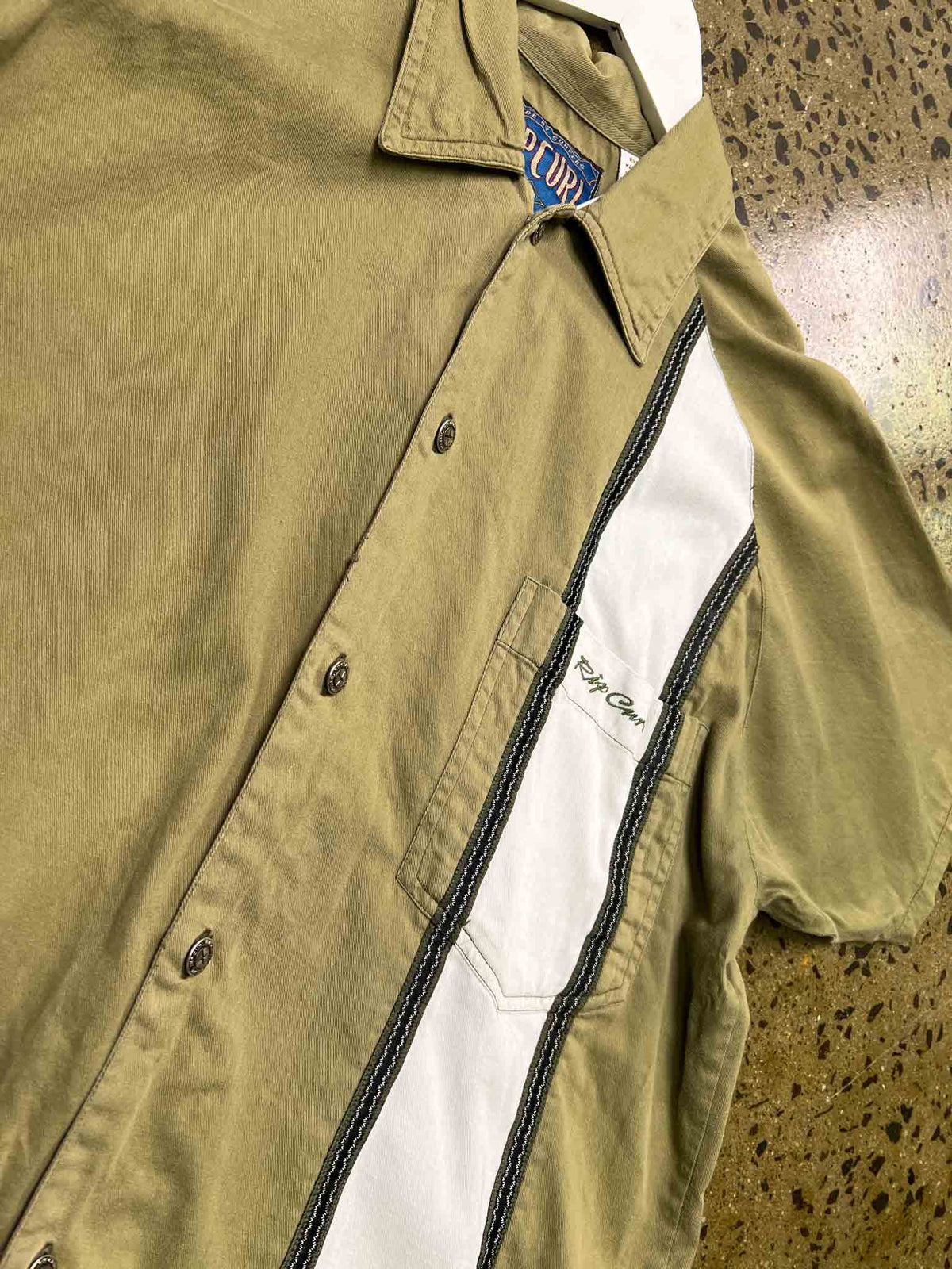 Size M | RipCurl Green Cotton Vint. Bowling Shirt