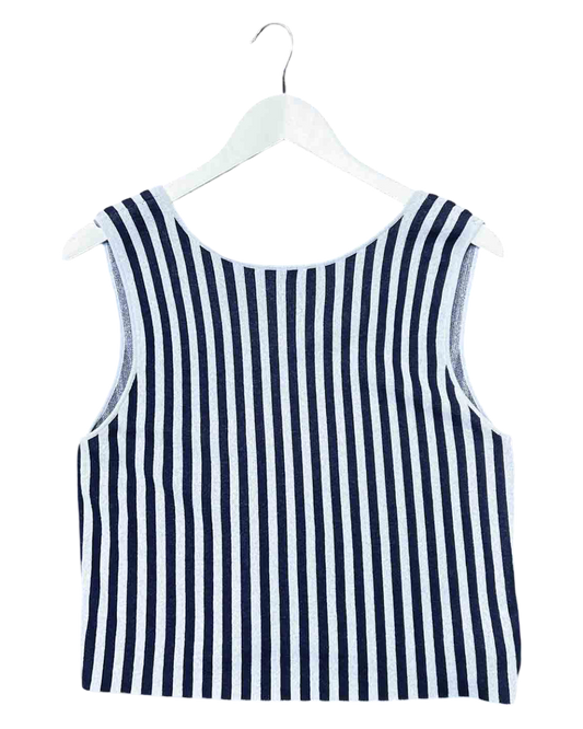 Size M | Alpha60 Navy/Baby Blue Striped Tank Top