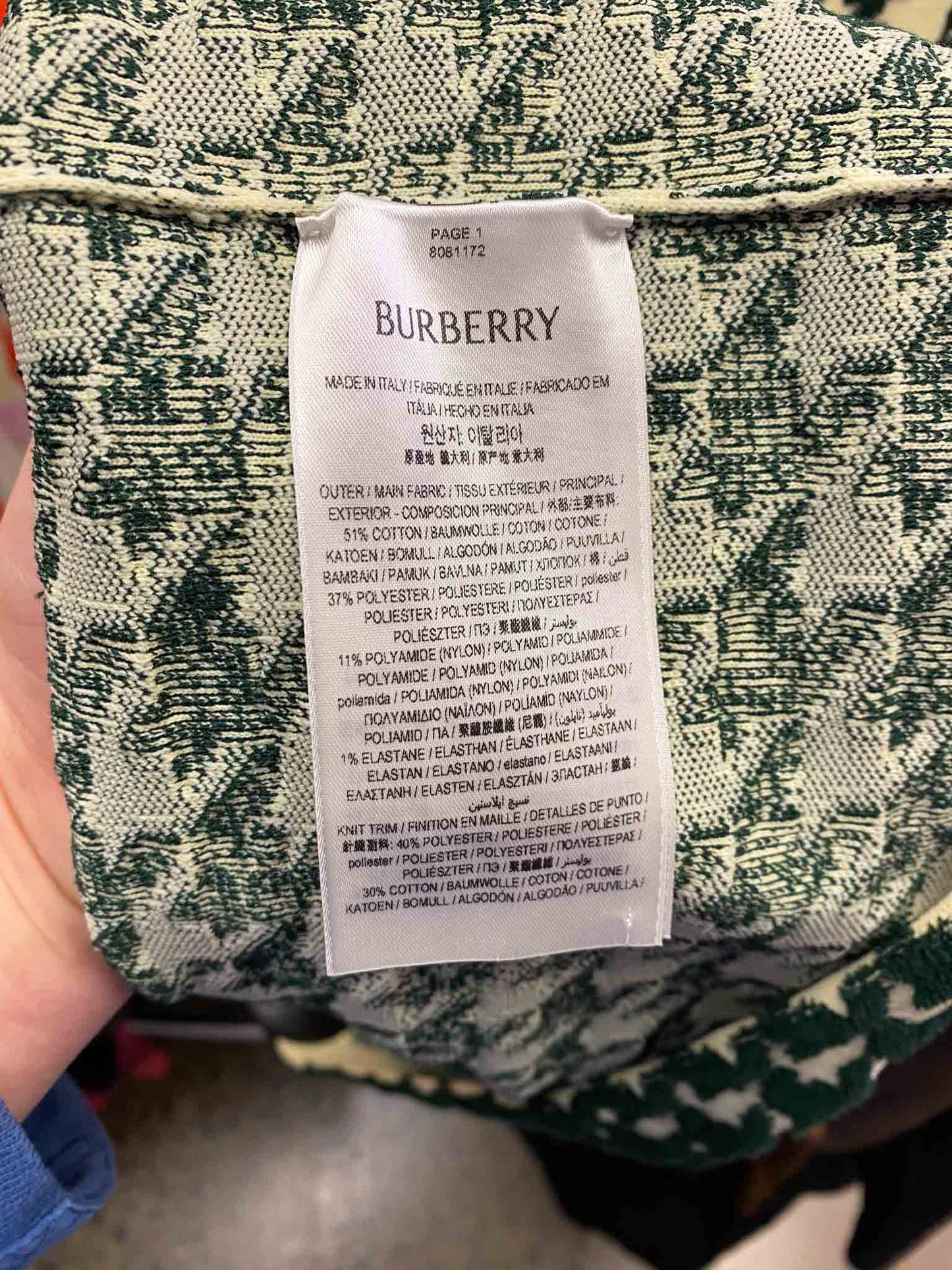 Size S | Burberry Green Houndstooth Mini Skirt NWT