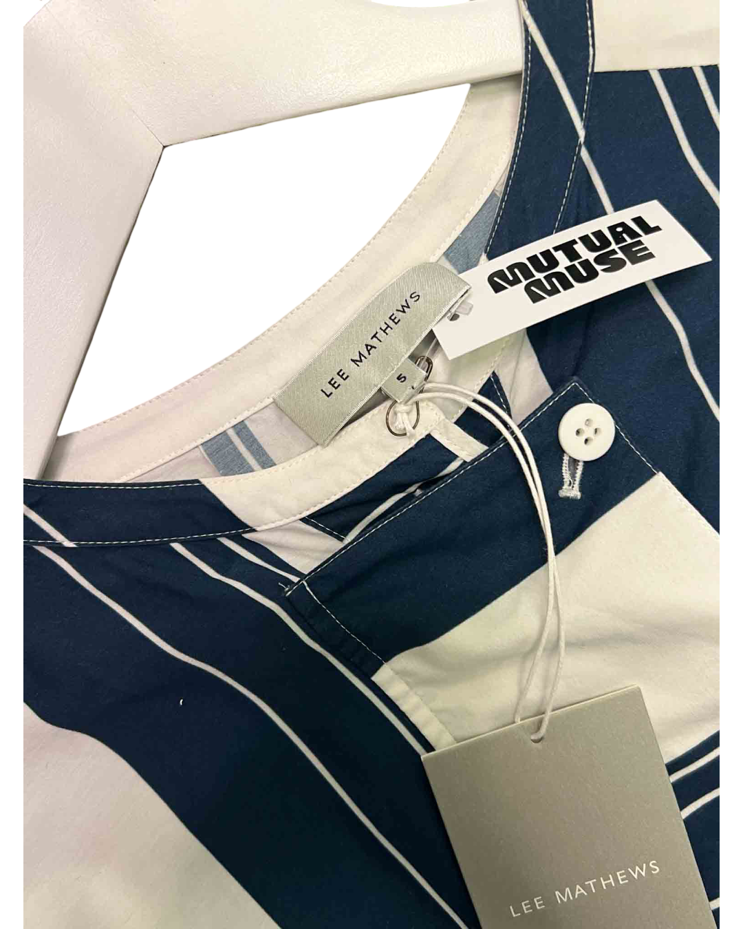 Size 2XL | Lee Mathews White and Blue Striped Hampden Tunic Dress