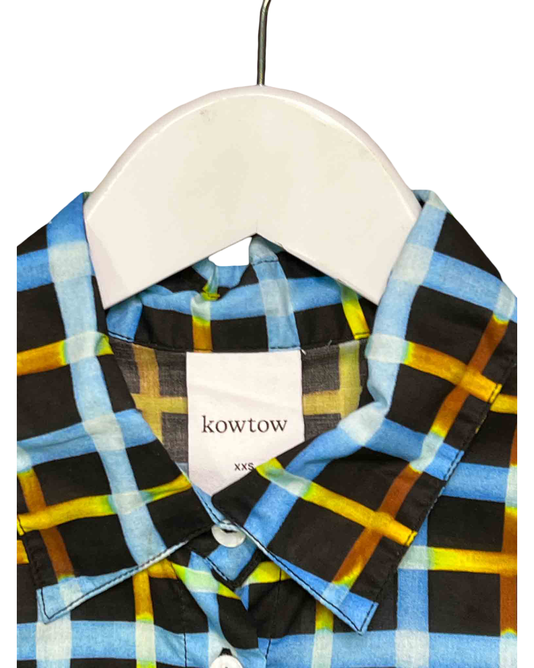 Size XXS | Kowtow Black and Neon Tartan Impression Dress