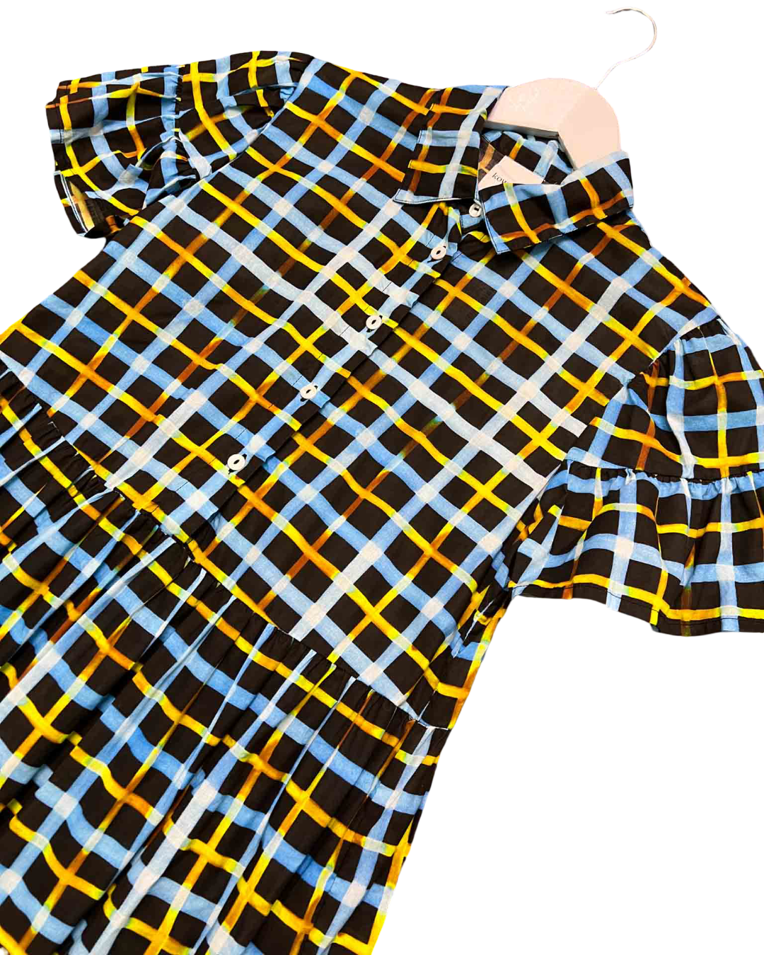 Size XXS | Kowtow Black and Neon Tartan Impression Dress