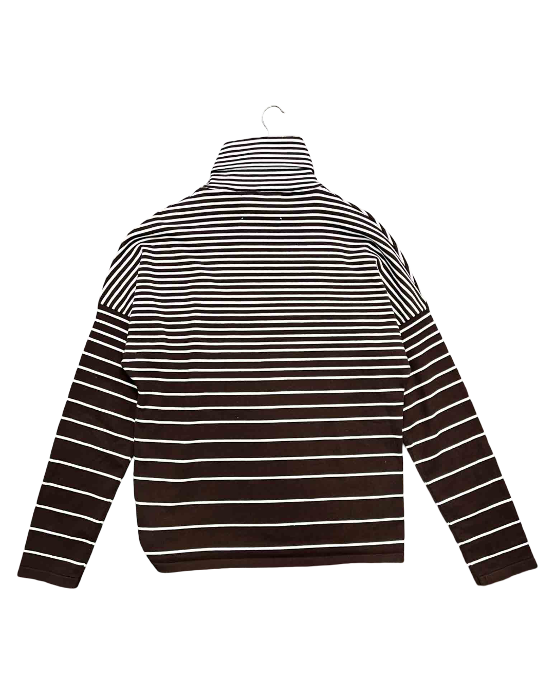 Size L | Ramon Gun Silver Striped Turtle-Neck Jumper