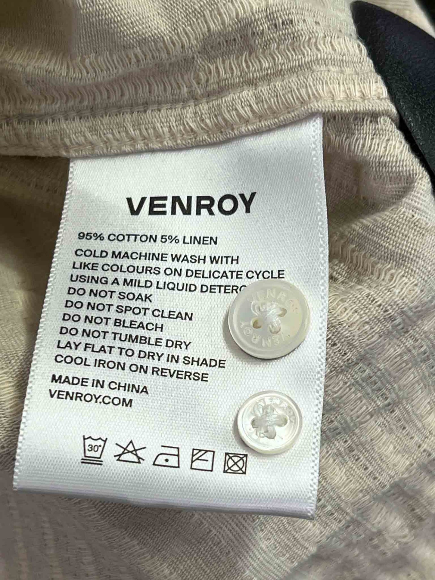 Size M | Venroy Beige Striped Shirt