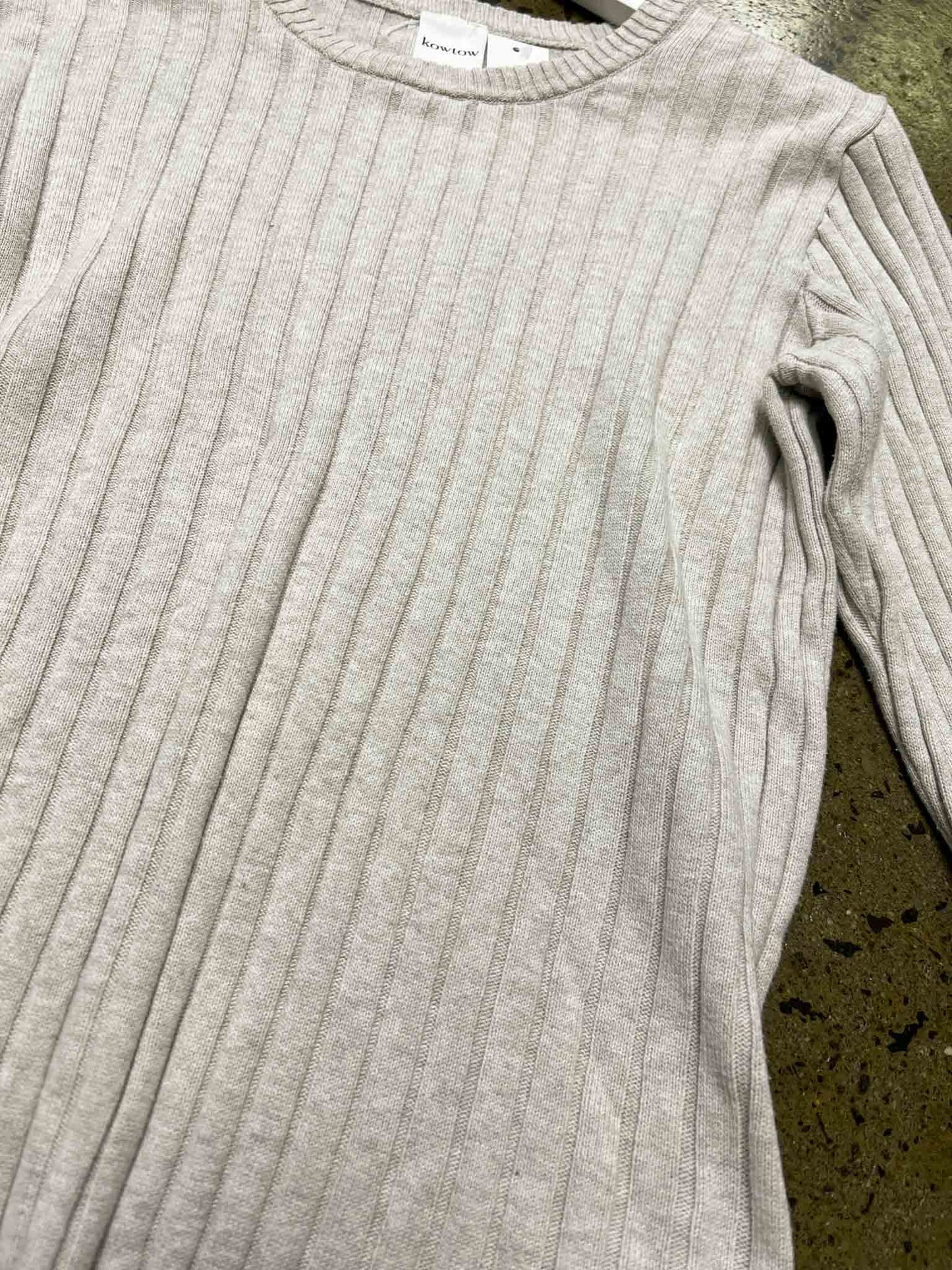 Size L | Kowtow Oatmeal Organic Cotton Ribbed Knit Top