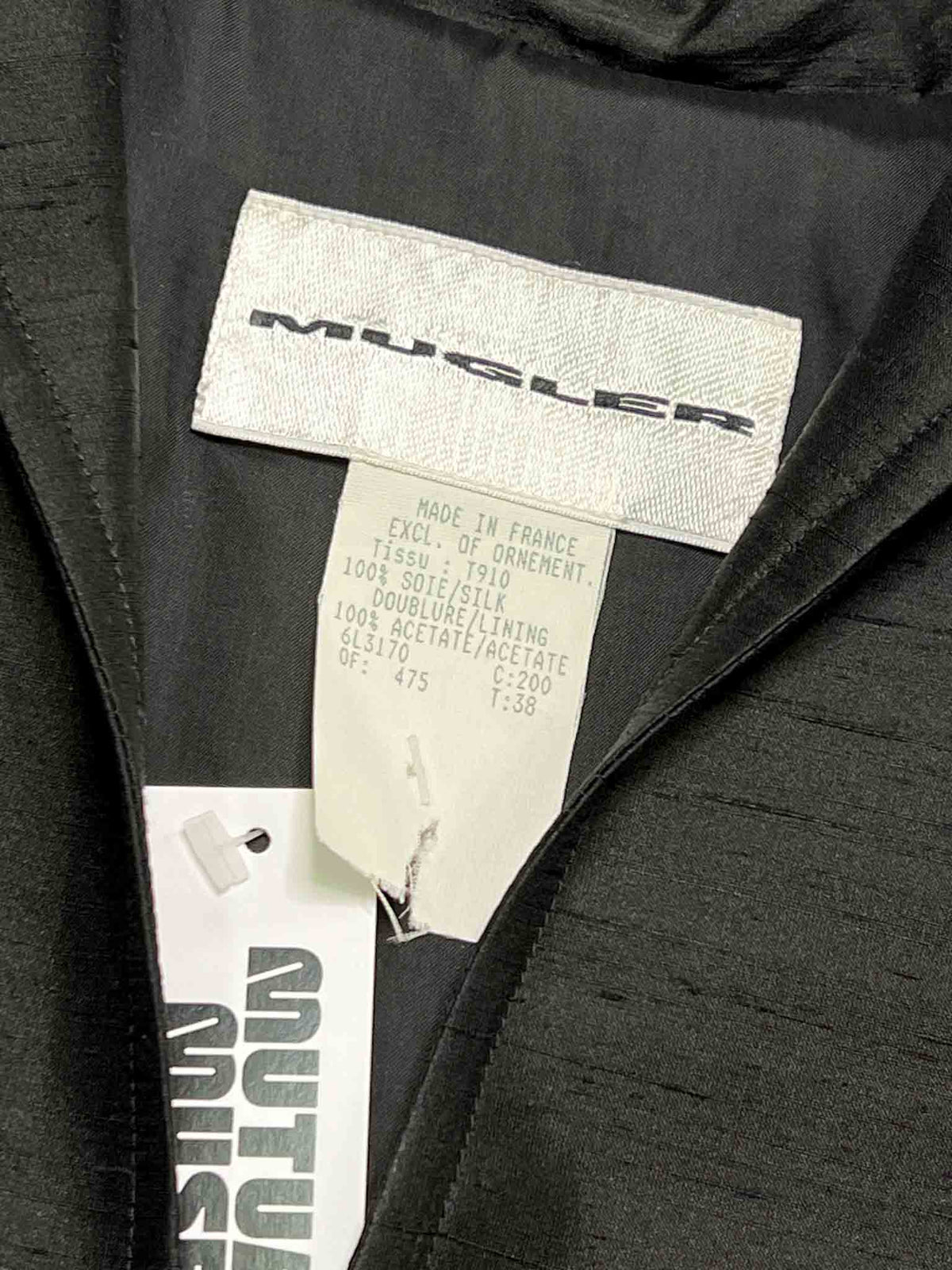 Size M | Mugler Vintage Black Silk Zip-Up Jacket