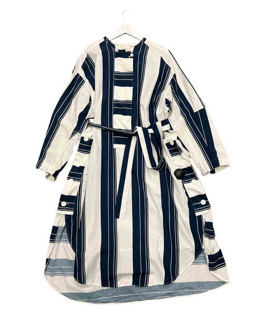 Size 2XL | Lee Mathews White and Blue Striped Hampden Tunic Dress