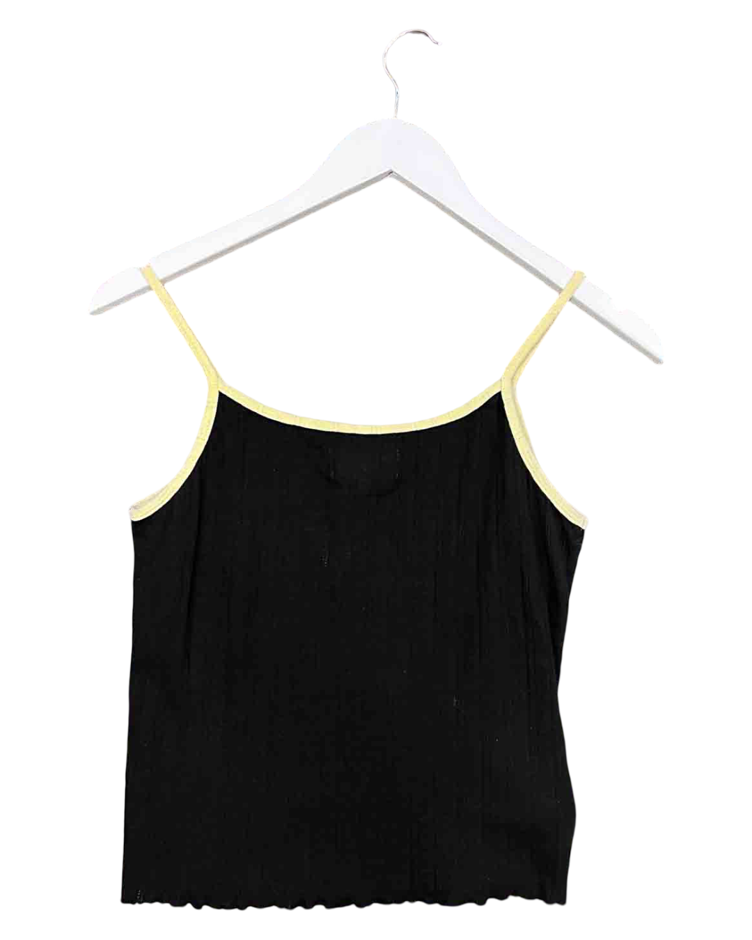 Size 0 (XS/6) | SUKU Black/Yellow Cropped Pointelle Tank Top