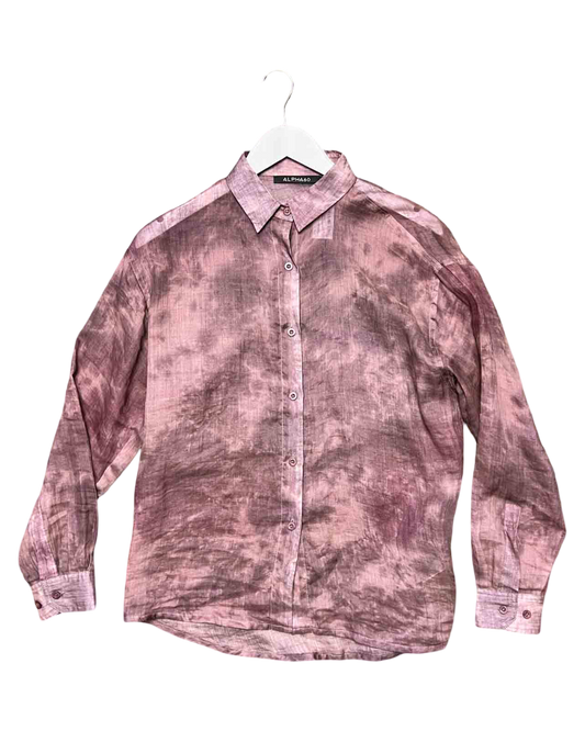 Size XXS | Alpha60 Brown Marble Linen Shirt