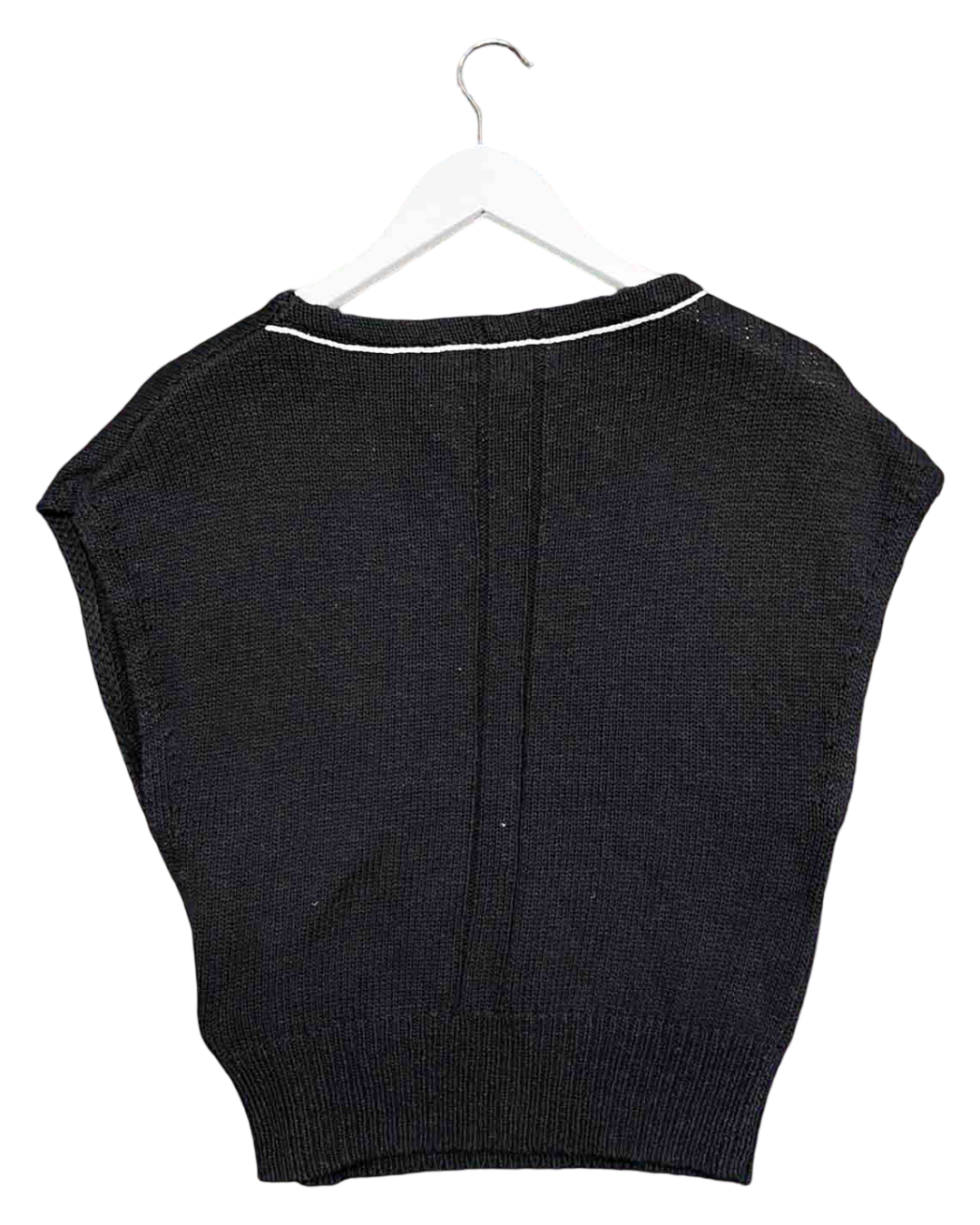 Size 1 (8) | Bassike Black Cotton/Linen Knitted Vest Top