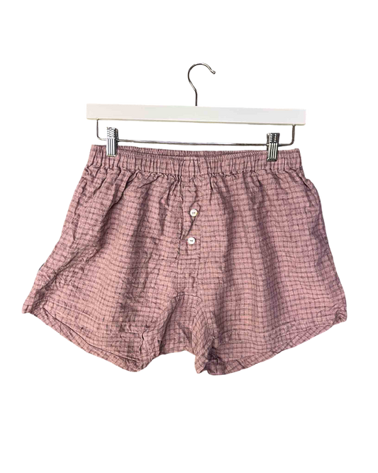Size M | Deiji Studios Linen Check Shorts