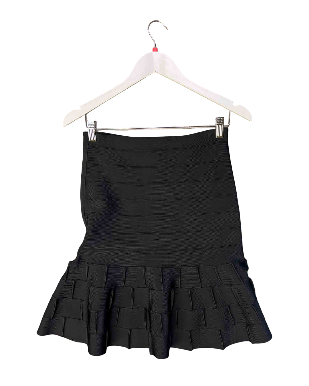 Size M |  Herve Leger Black Tiered Bandage Flounce Skirt