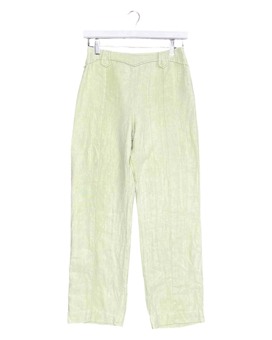 Size 38 (10) | Paloma Wool Pastel Lime Linen Dolar Pants