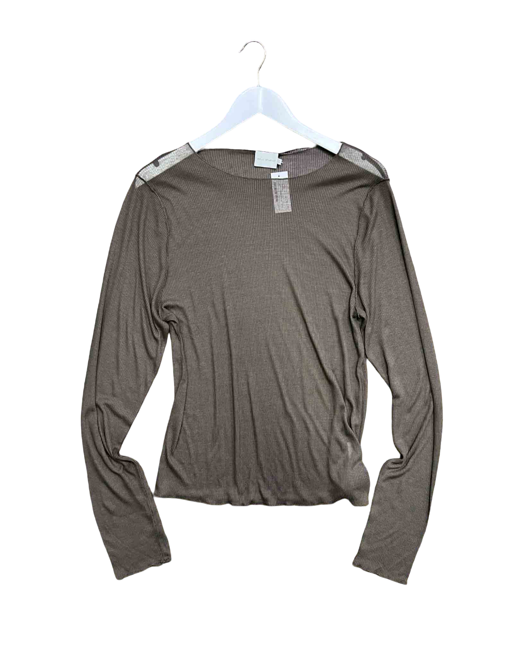 Size XL |  Deiji Studios Sheer Ribbed Viscose Blend Top