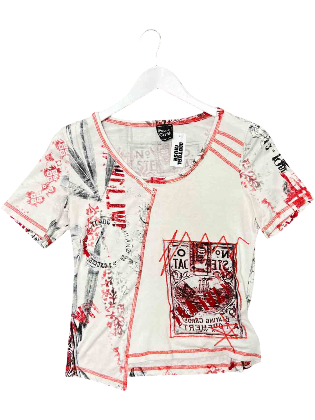 Size S/M | Pause Cafe Graphic Red Stitch Top