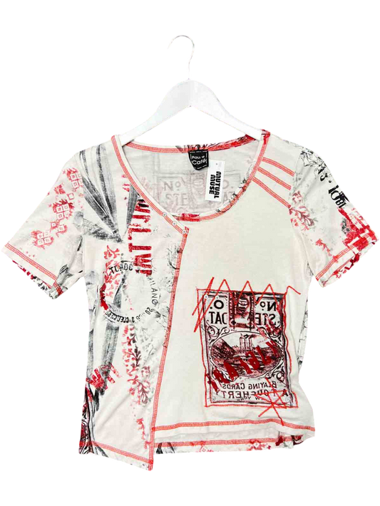 Size S/M | Pause Cafe Graphic Red Stitch Top
