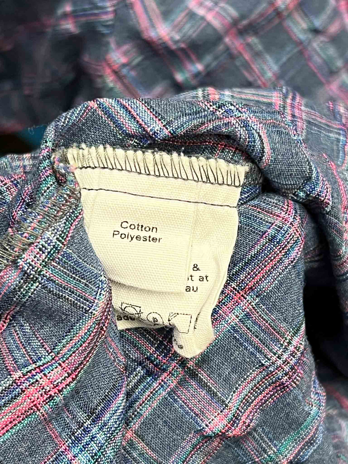 Size M | Kuwaii Plaid Cotton Blend Top