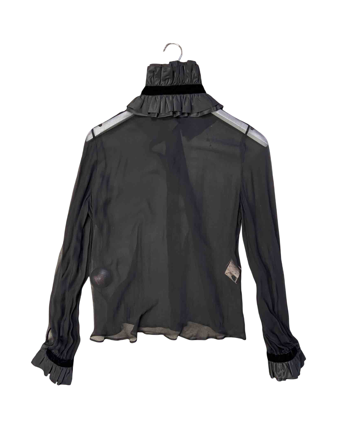 Size S | Emporio Armani Black Sheer Silk Shirt