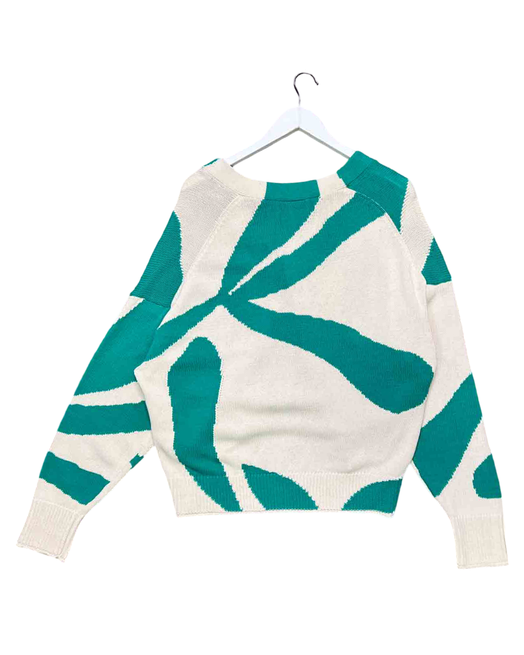 Size M | Marimekko Green and Cream Beyla Viita Knit Cardigan