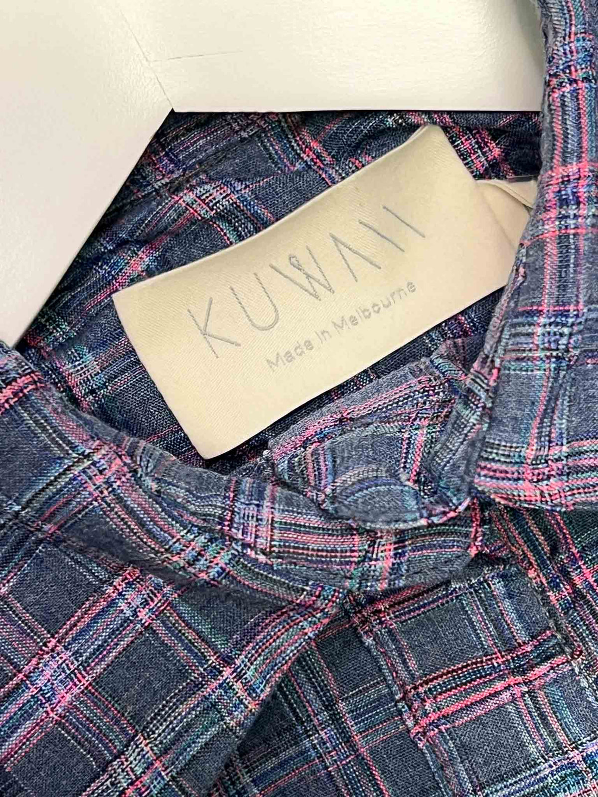 Size M | Kuwaii Plaid Cotton Blend Top