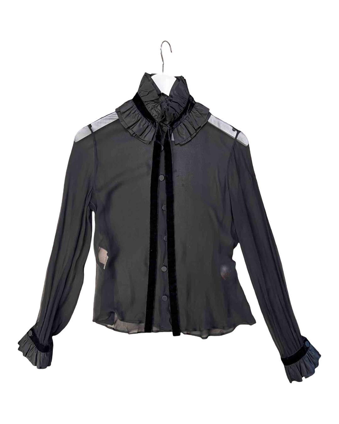 Size S | Emporio Armani Black Sheer Silk Shirt