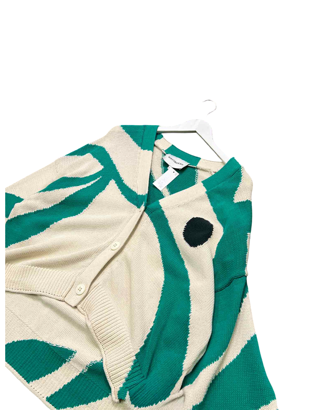 Size M | Marimekko Green and Cream Beyla Viita Knit Cardigan