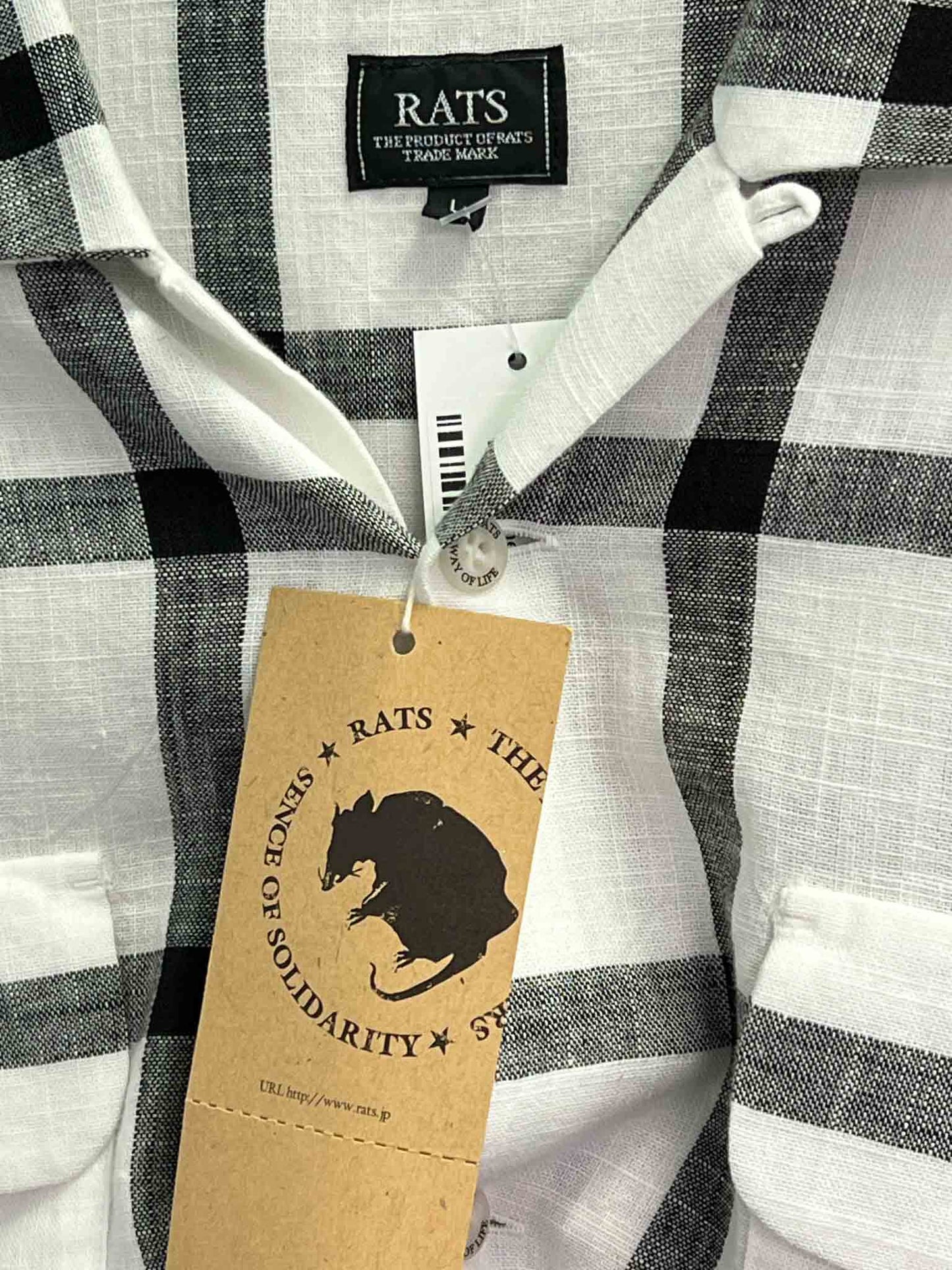 Size L | RATS White Windowpane Check Shirt NWT