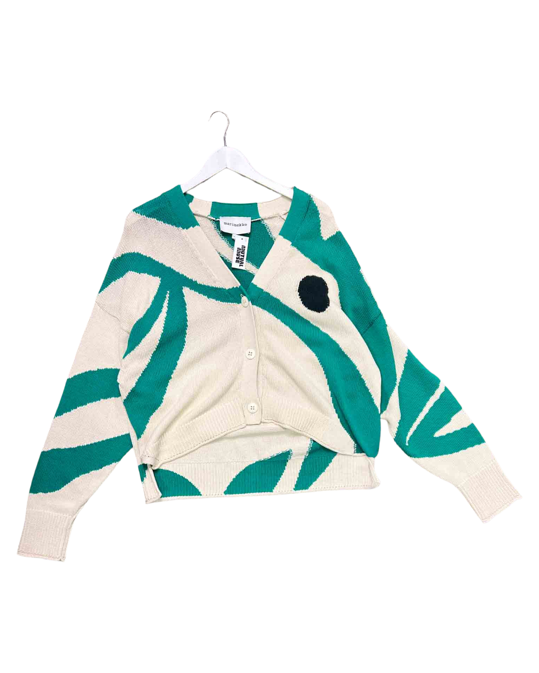 Size M | Marimekko Green and Cream Beyla Viita Knit Cardigan