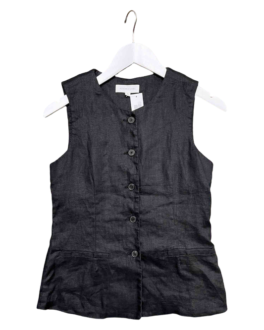 Size 6 | Assembly Label Black Linen Longline Vest