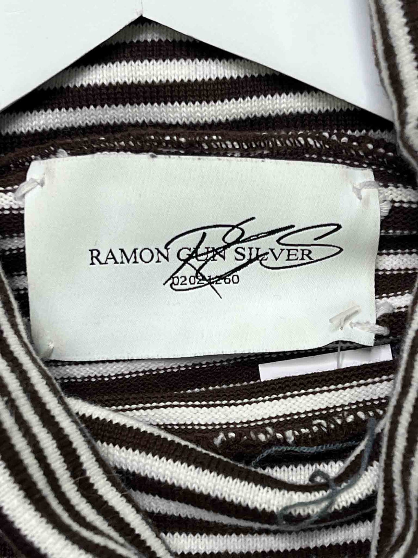 Size L | Ramon Gun Silver Striped Turtle-Neck Jumper