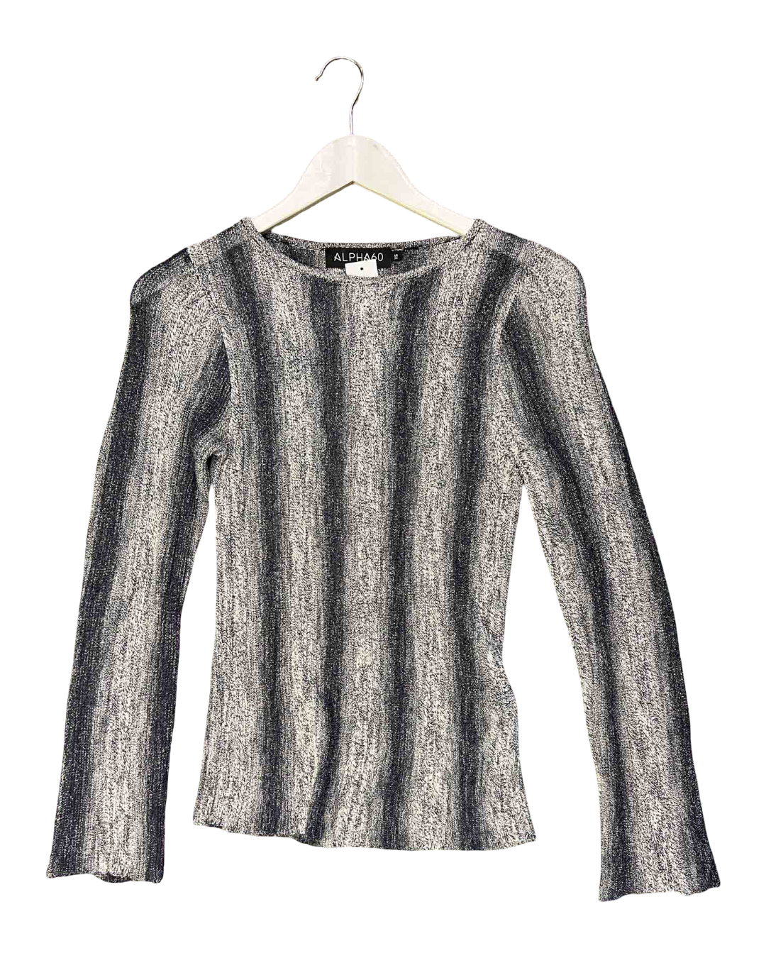 Size XS | Alpha60 Navy and Grey Striped Knit Top