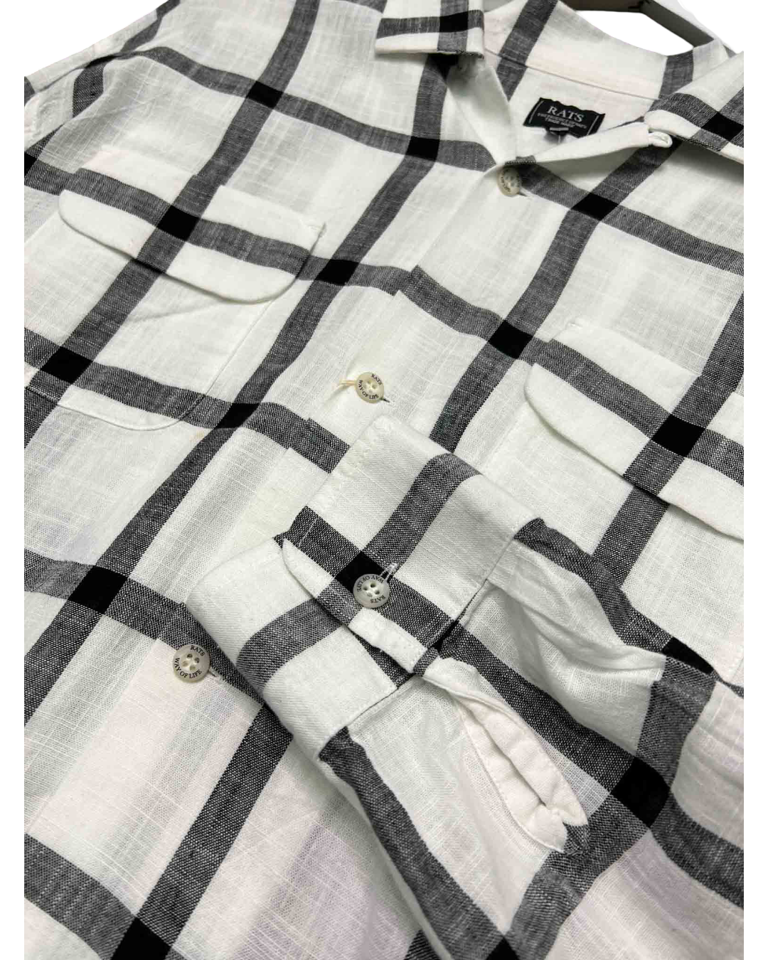 Size L | RATS White Windowpane Check Shirt NWT