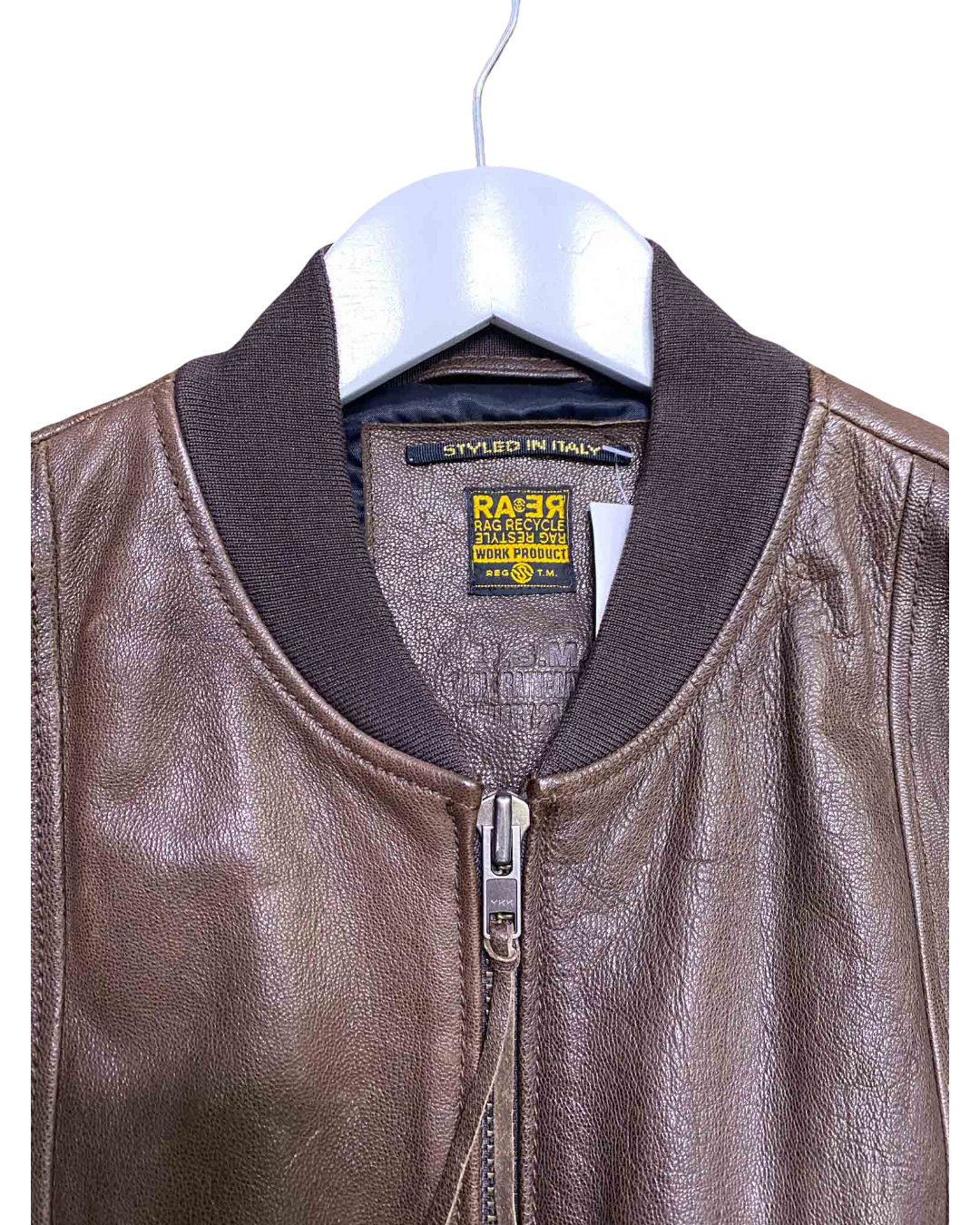 Size L | Raer Brown Leather Bomber Jacket