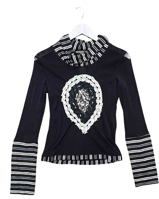 Size 8 | Gabriella Fratini Black Mesh Top