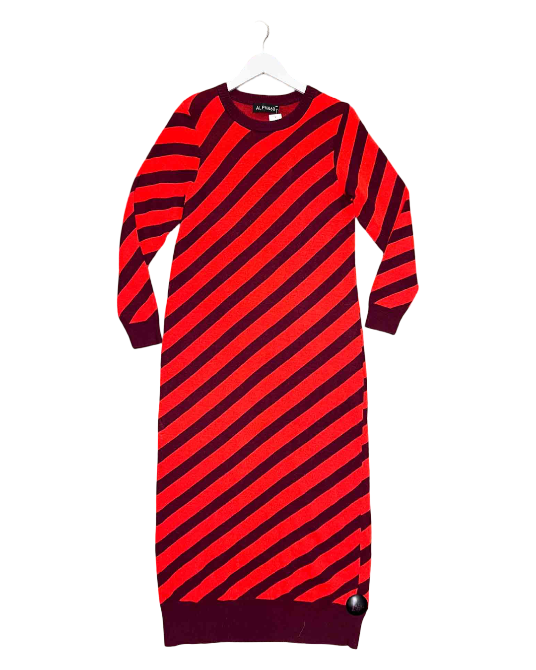 Size L | Alpha60 Red Merino Wool Knit Midi Dress