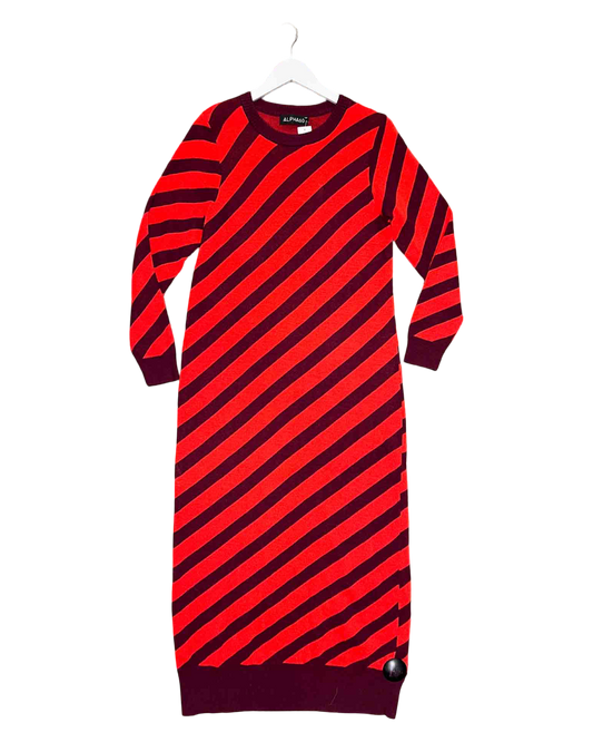 Size L | Alpha60 Red Merino Wool Knit Midi Dress