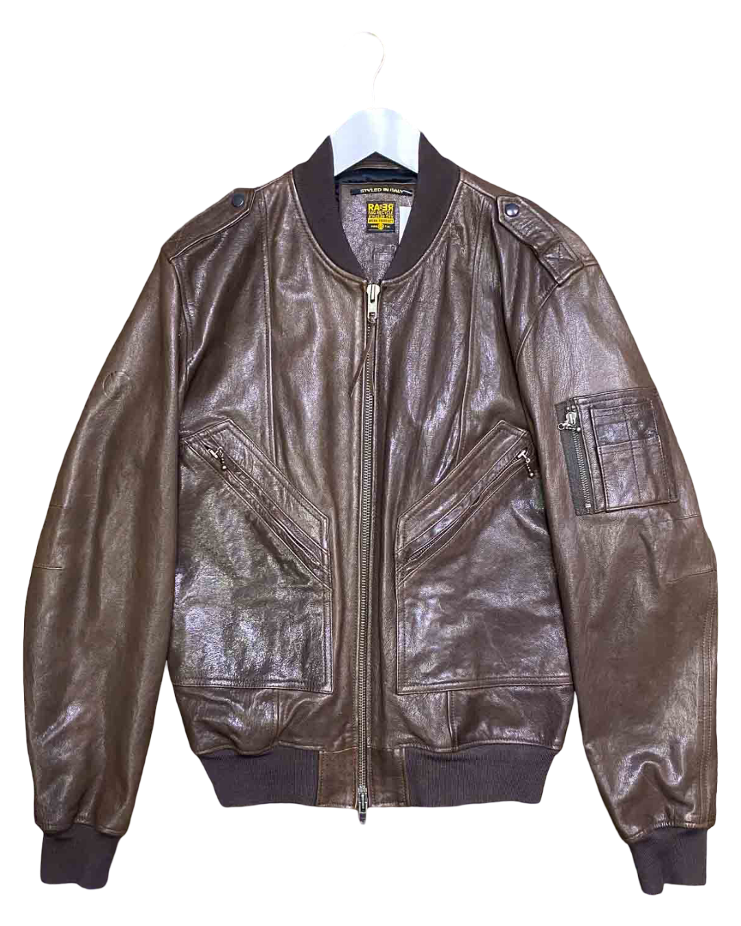 Size L | Raer Brown Leather Bomber Jacket