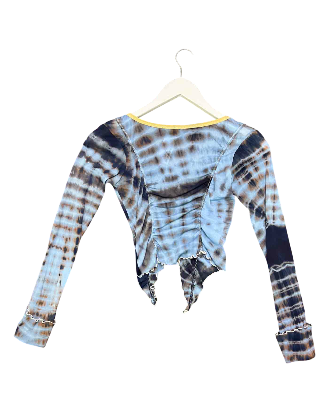 SIze S | Blue Maroske Peech Blue Butterfly Mesh Blouse