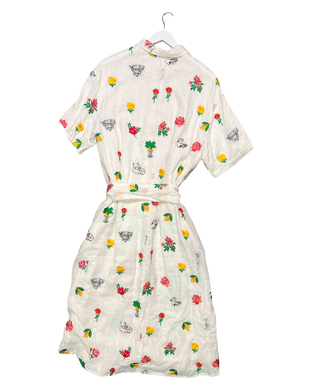 Size XL | Vairty Hour White Linen Embroidered Shirt Dress