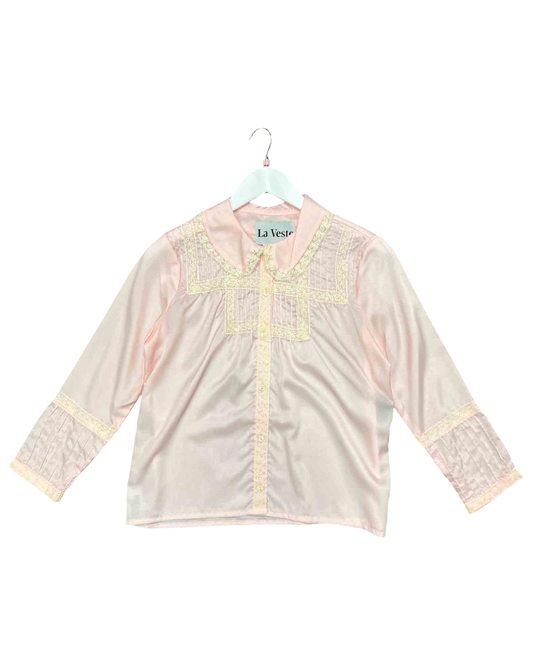 Size S | La Veste Pink Lace Detail Shirt