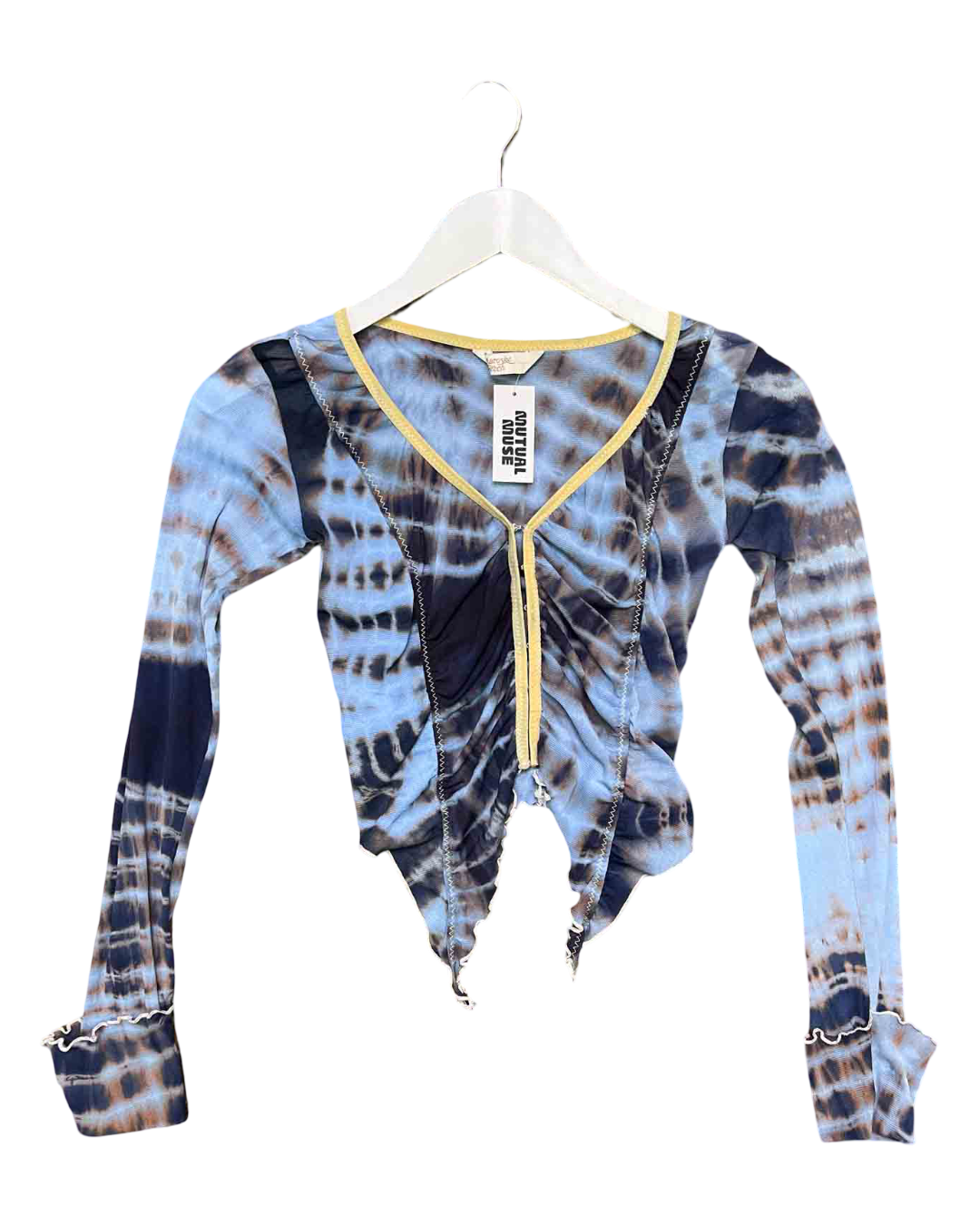 SIze S | Blue Maroske Peech Blue Butterfly Mesh Blouse