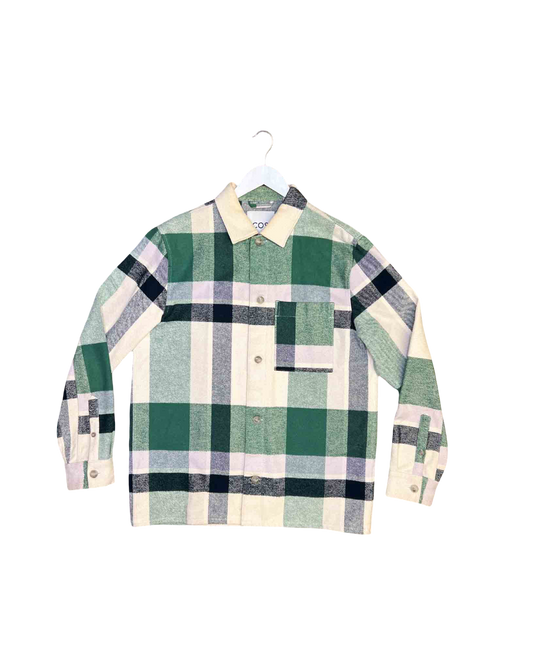 Size M | COS Green Cotton Plaid Shirt