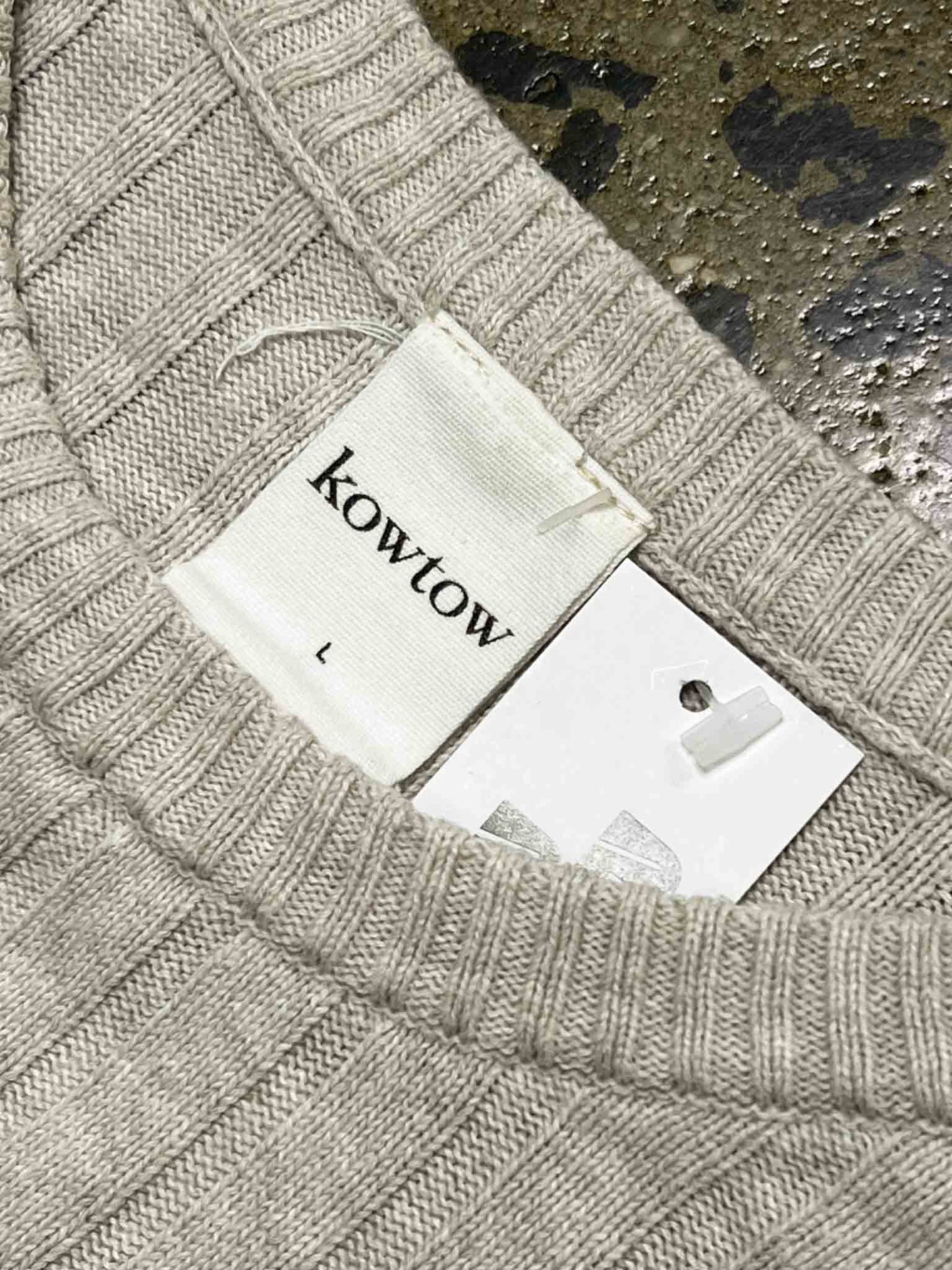 Size L | Kowtow Oatmeal Organic Cotton Ribbed Knit Top