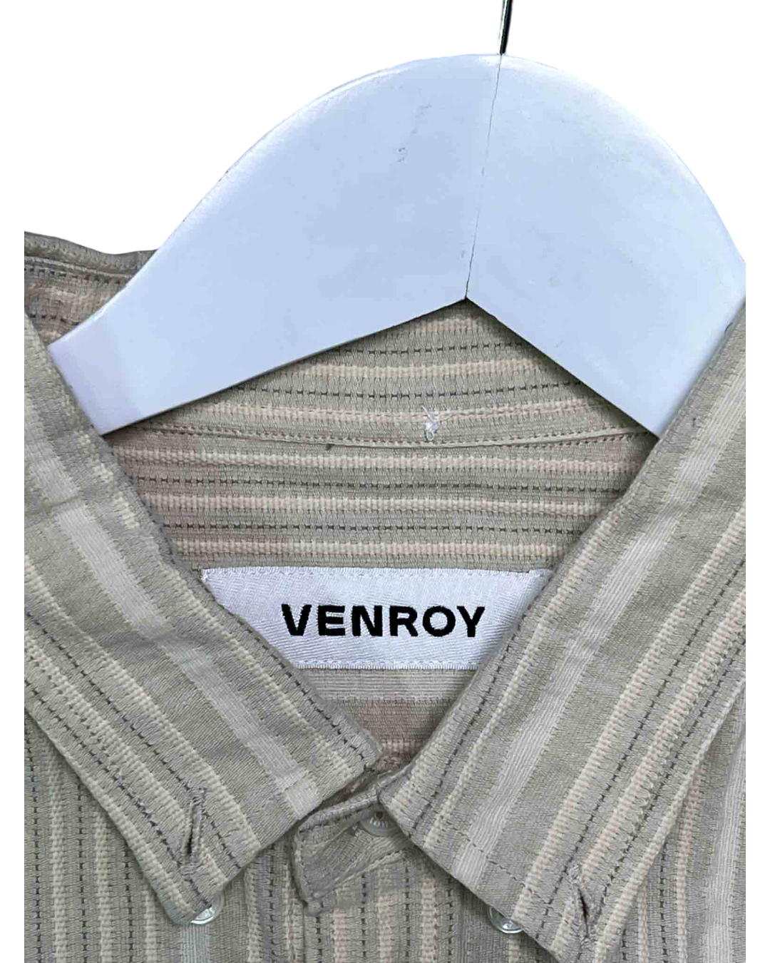 Size M | Venroy Beige Striped Shirt