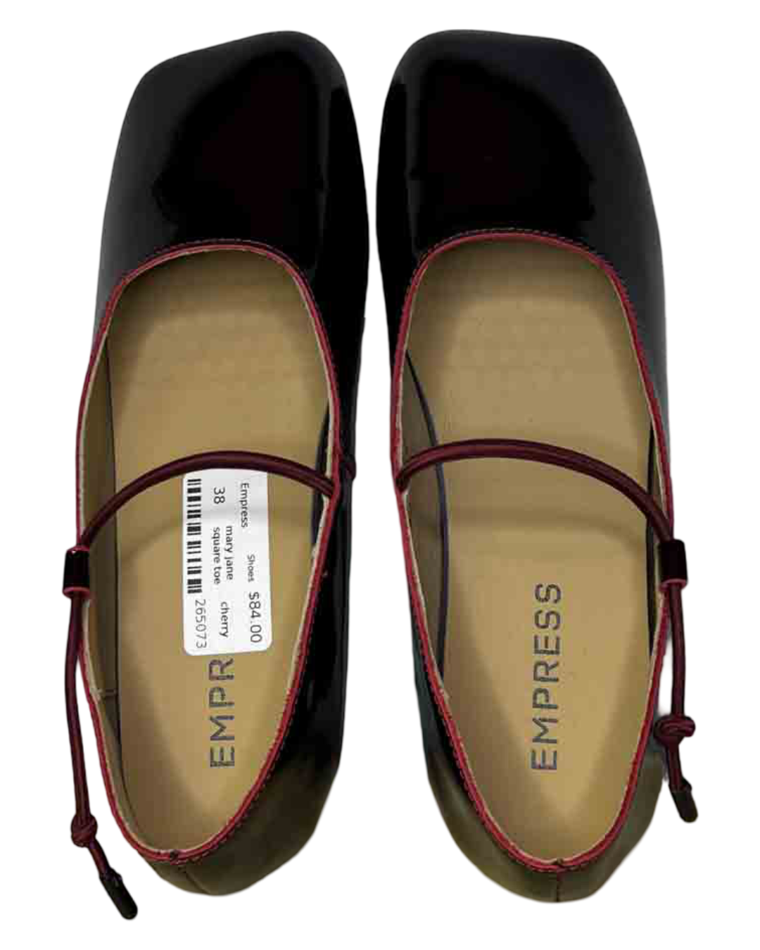 Size 38 | Empress Patent Wine Square Toe Flats