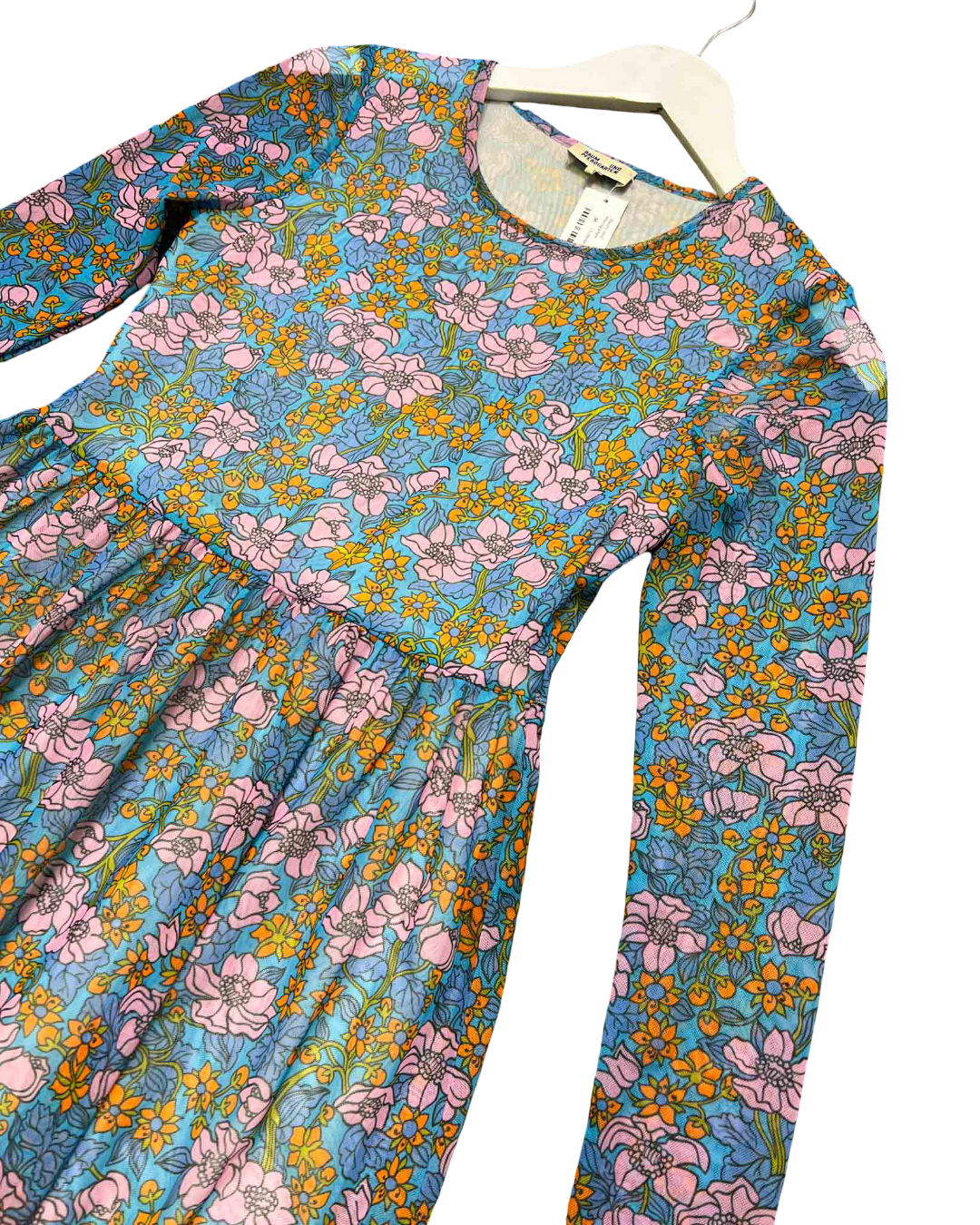 Size M |Baum und Pferdgarten Blue Floral Mesh Junia Dress