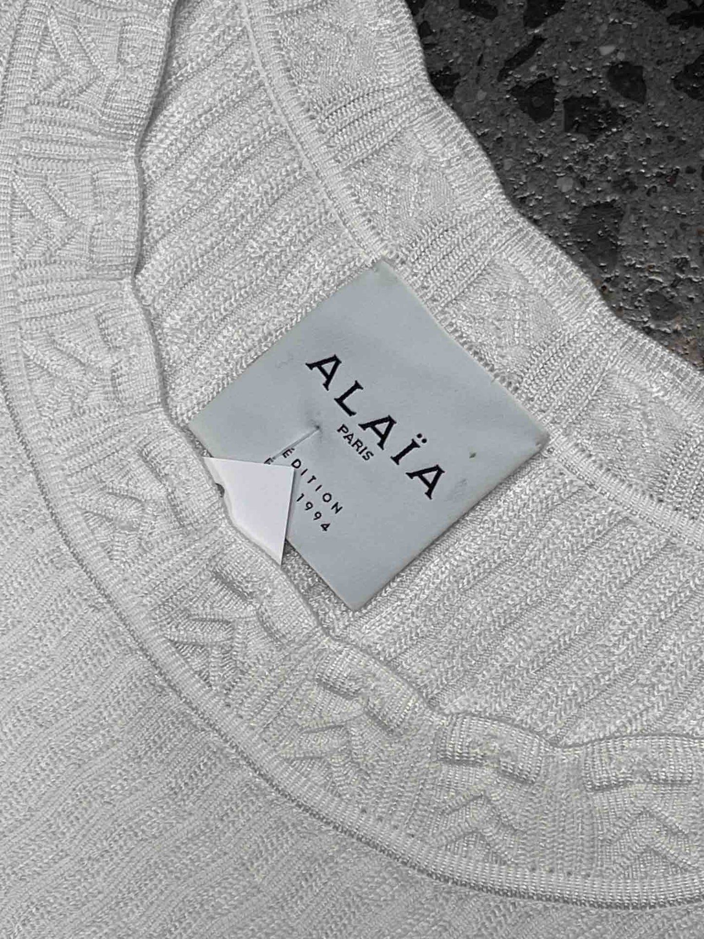 Size L (40) | ALAÏA White Mini Knitted Tent Dress