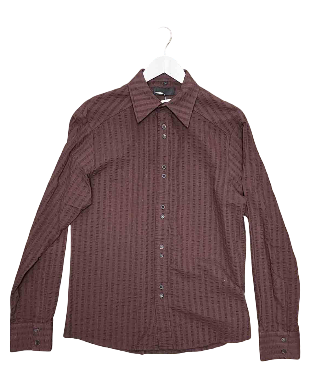 Size L | Sublime Cotton Brown Seersucker Shirt