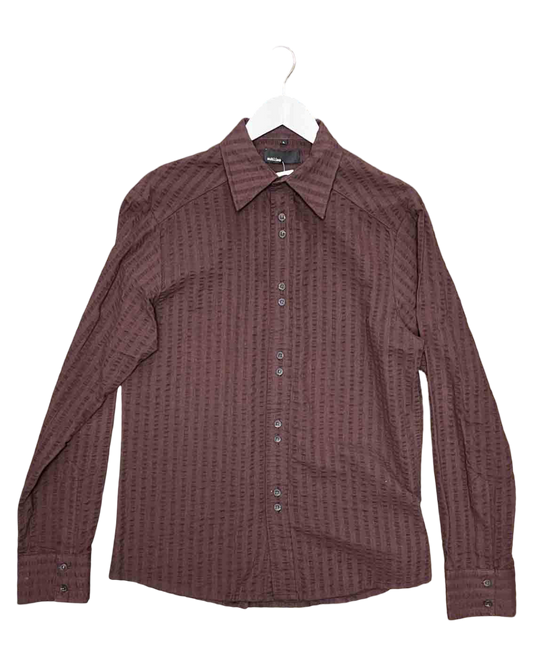 Size L | Sublime Cotton Brown Seersucker Shirt